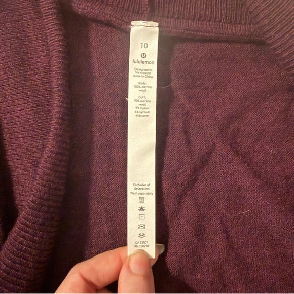 Lululemon Sit In Lotus Wrap II Heathered Plum Size 10 Merino Wool Cardigan - Picture 8 of 9